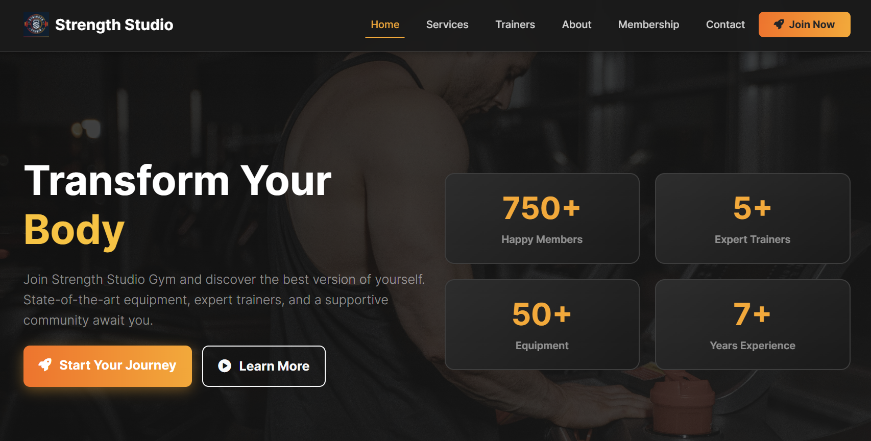 Strength Studio Gym website screenshot